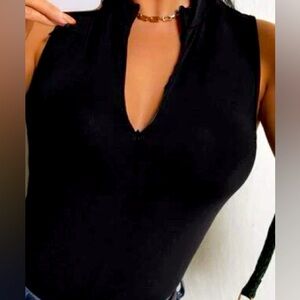 Zipper collar tank top